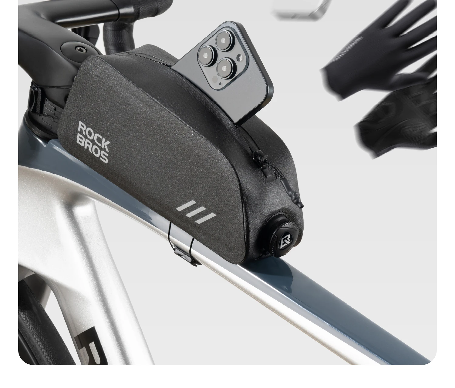 ROCKBROS Bicycle Top Tube Bag Lightweight Waterproof 0.9L Capacity Bag Item Storage Tools Bag Bike Frame Bag Bike Accessories