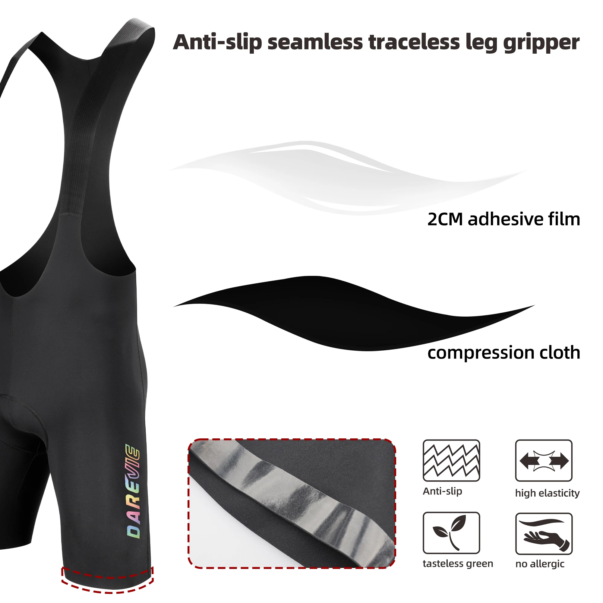 DAREVIE Cycling Bib Shorts Men Seamless 3.0 PRO Level Men's Cycling Bib Shorts 6H Bretelelle Men's Cycling Shorts Compression