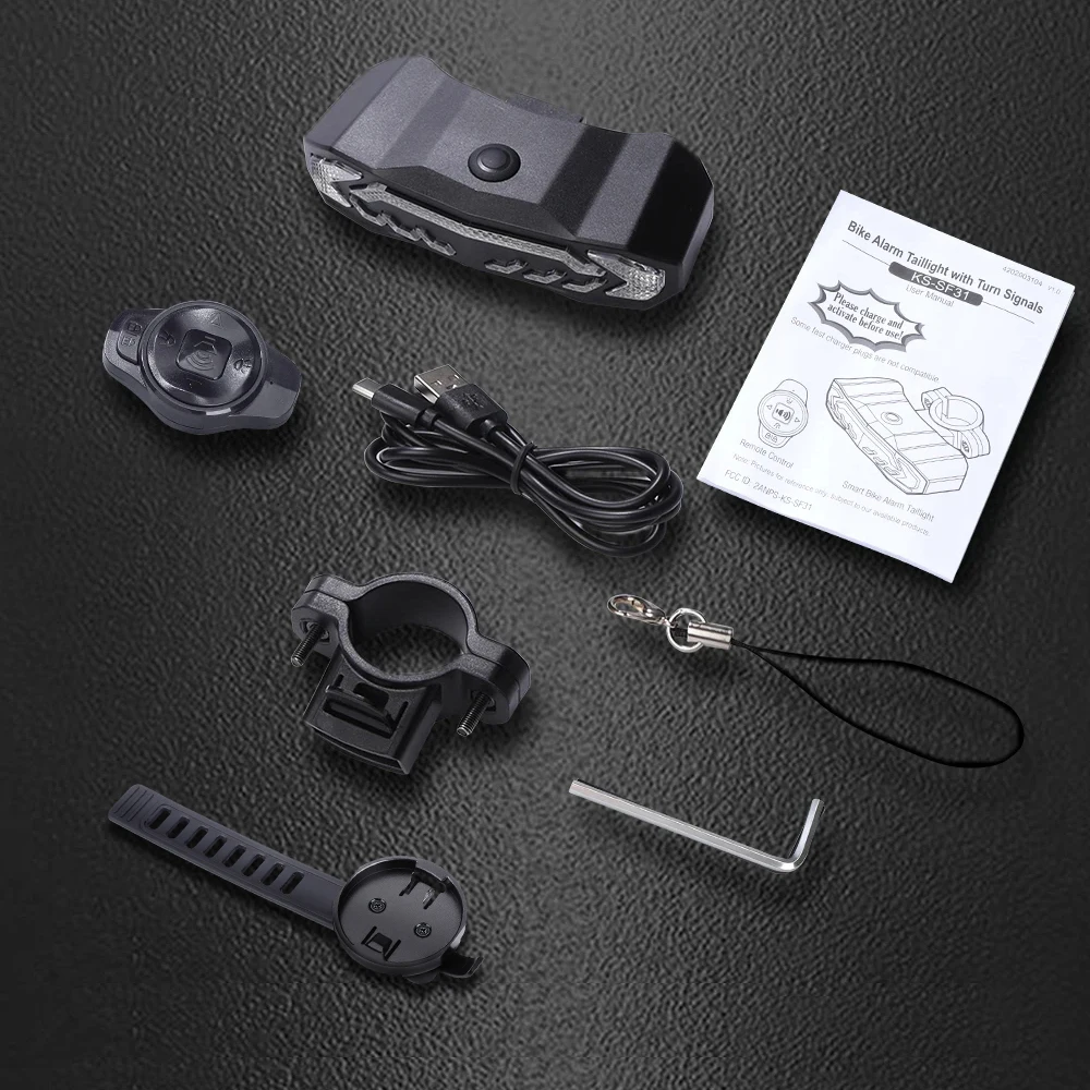Extractme Bicycle Rear Light Alarm Waterproof Rechargeable Scooter Bike Turn Signal Warning Lamp Auto Brake Light