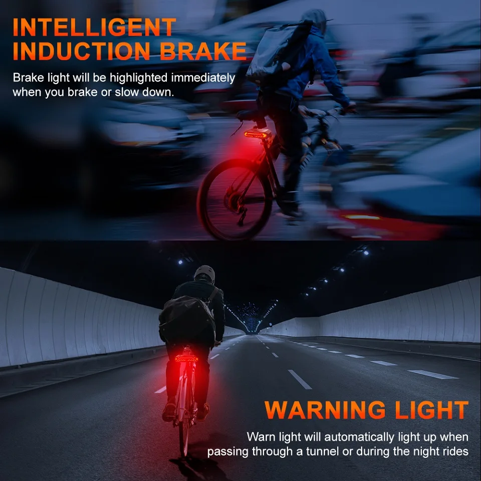 Extractme Bicycle Rear Light Alarm Waterproof Rechargeable Scooter Bike Turn Signal Warning Lamp Auto Brake Light