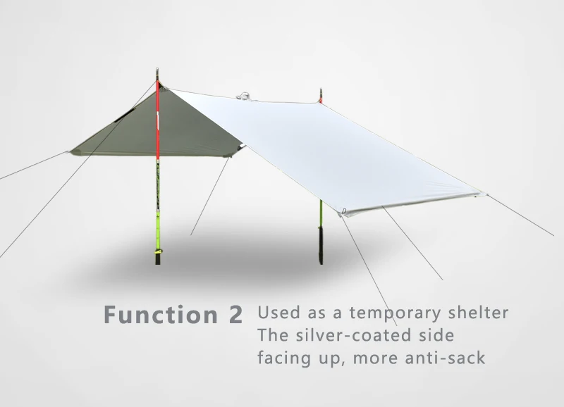 ARICXI Ultralight Hiking Cycling Raincoat Outdoor Awning Camping Mini Tarp Sun Shelter Updated 15D Silicone & Silver Coating