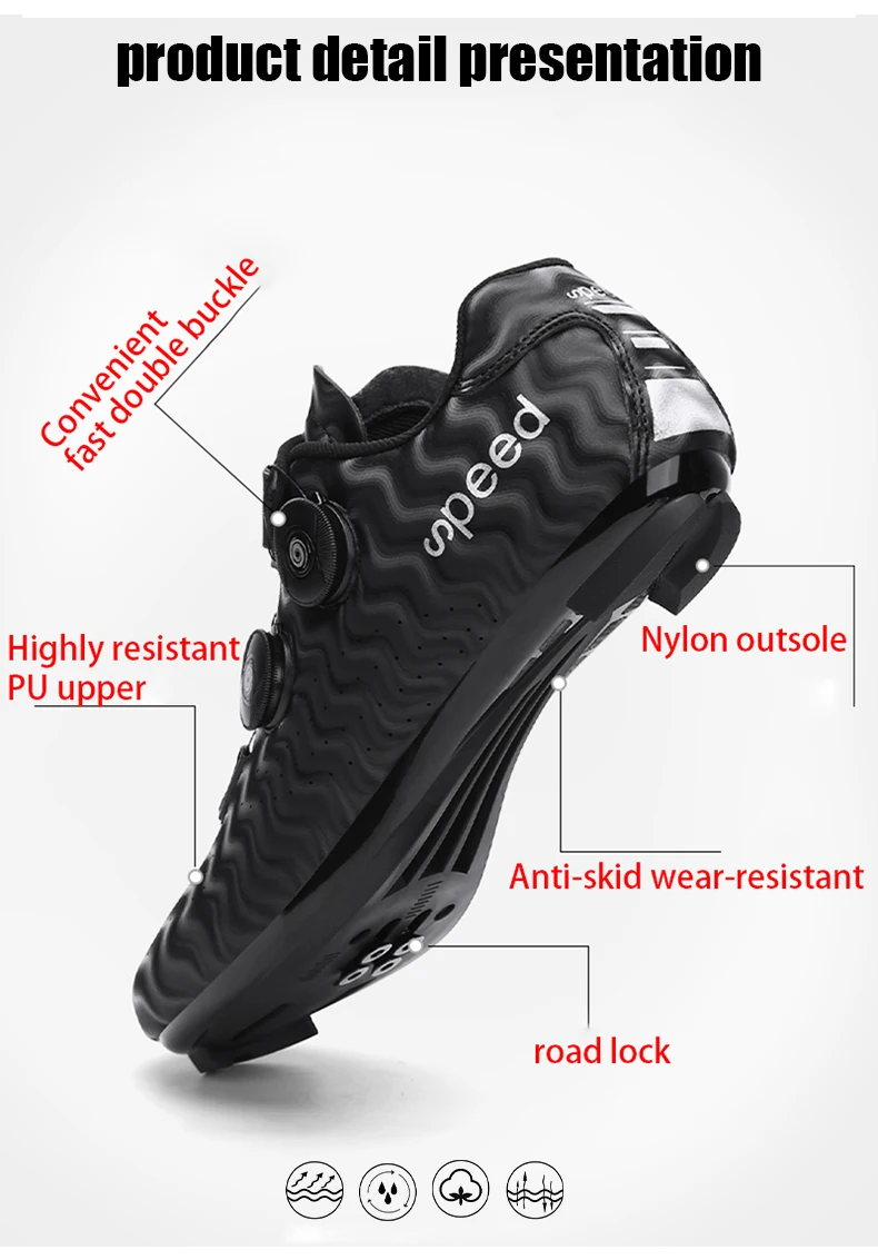Professional Men Cycling Shoes Breathable Hard-Soled Booster Road Cycling Lock Shoes Women SPD Road Cycling Competition Shoes