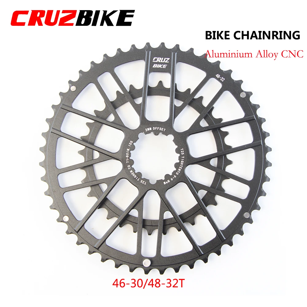 CRUZbike Road Bike 46-30/48-32T Chain Wheel Double Chainring Bicycle Crown For 9/10/11/12 Speed Crankset