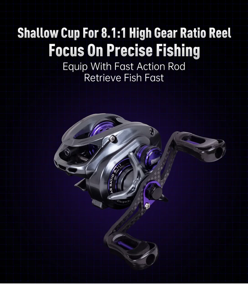 KINGDOM 135g Micro Monster Baitcasting Fishing Reel Ultralight Carbon Fiber Two Spools 7.1:1 8+1BB Max Drag 4KG Fishing Coil