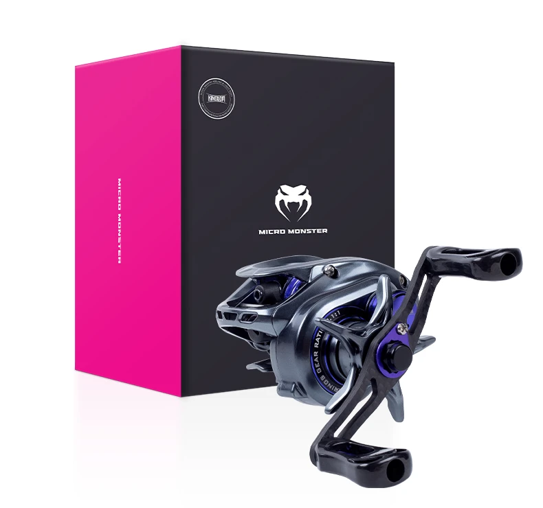 KINGDOM 135g Micro Monster Baitcasting Fishing Reel Ultralight Carbon Fiber Two Spools 7.1:1 8+1BB Max Drag 4KG Fishing Coil