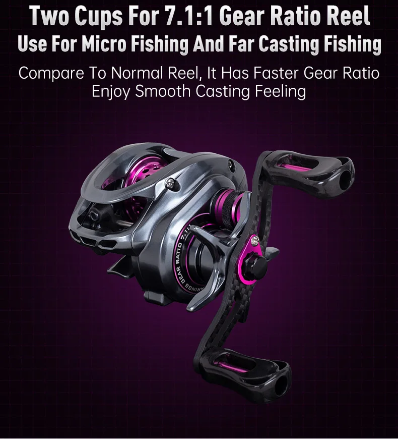 KINGDOM 135g Micro Monster Baitcasting Fishing Reel Ultralight Carbon Fiber Two Spools 7.1:1 8+1BB Max Drag 4KG Fishing Coil