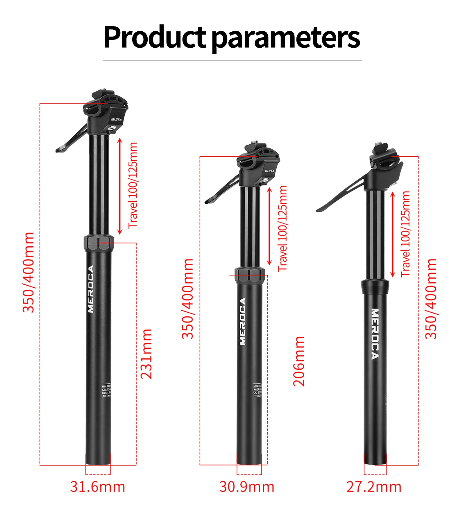 MEROCA Mtb Dropper Seatpost 30.9mm\31.6mm Hydraulic Height Adjustable Road Bike Seat Post Mountain Bicycle Seat Tube