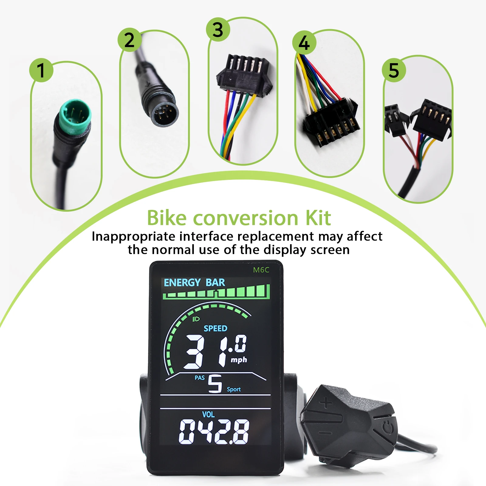 M6C Odometer Applicable To UART2 Electric Bike Bicycle Computer Wired Speedometer Waterproof Bicycle Computer