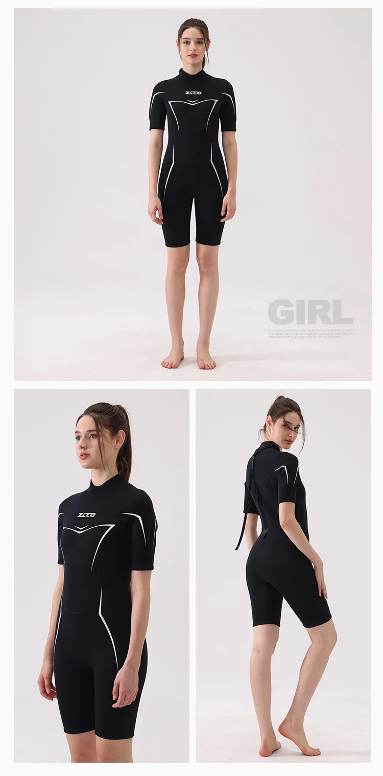 3mm Wetsuits for Men Women Neoprene Diving Suits Back Zipper Short Sleeve Swimsuits for Diving Snorkel Surfing Swimming Wet Suit