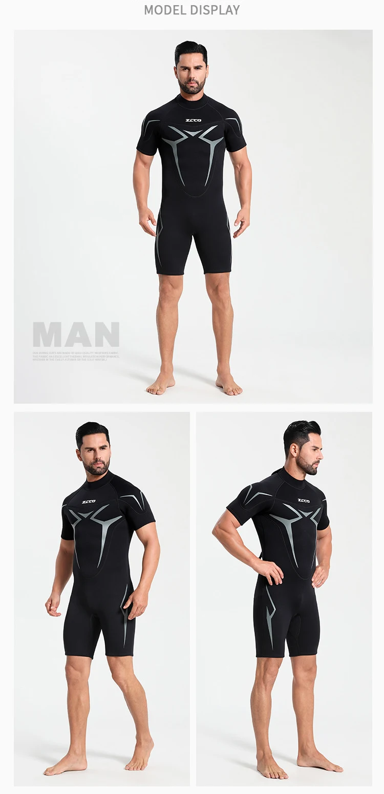 3mm Wetsuits for Men Women Neoprene Diving Suits Back Zipper Short Sleeve Swimsuits for Diving Snorkel Surfing Swimming Wet Suit