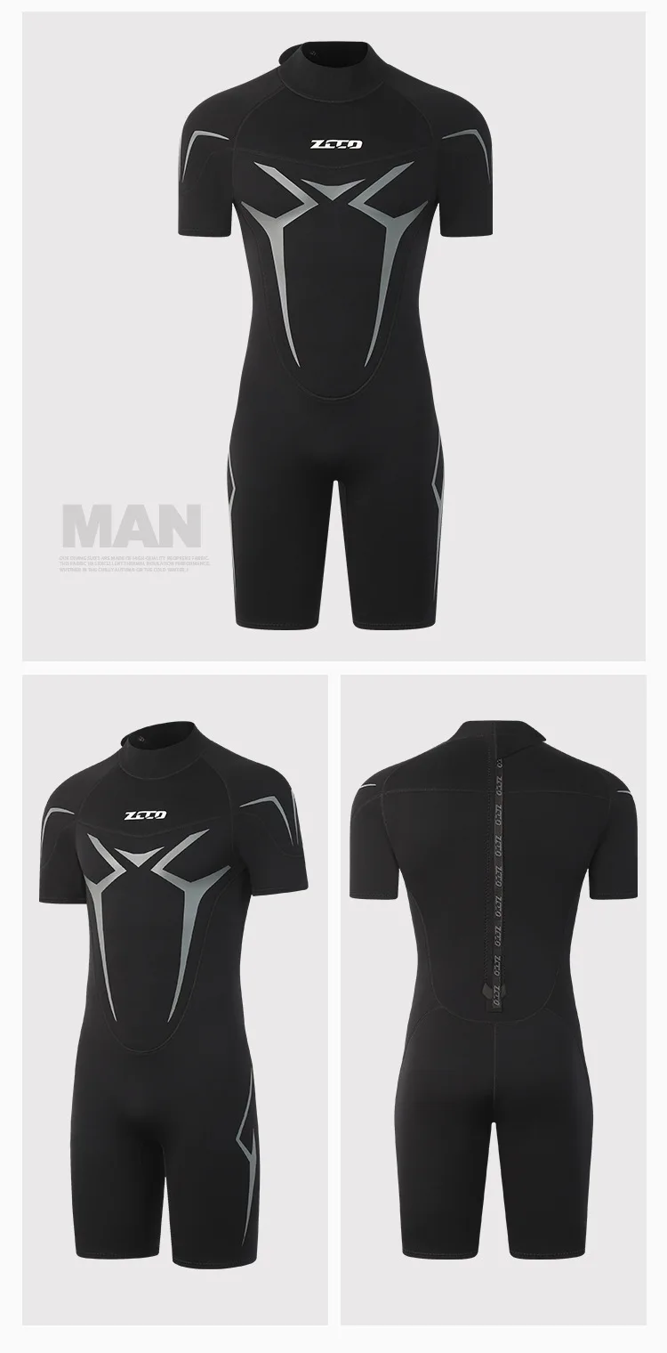 3mm Wetsuits for Men Women Neoprene Diving Suits Back Zipper Short Sleeve Swimsuits for Diving Snorkel Surfing Swimming Wet Suit