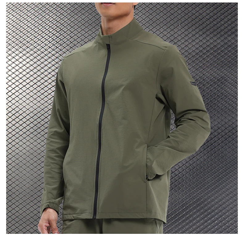 Men Outdoor Sports Casual Jacket Jacket Stand-Up Collar Zip Running Fitness Windproof Camping Hiking Riding Training Tops