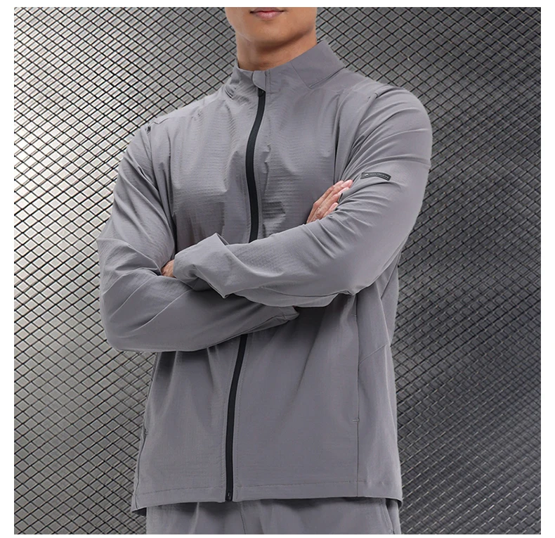 Men Outdoor Sports Casual Jacket Jacket Stand-Up Collar Zip Running Fitness Windproof Camping Hiking Riding Training Tops