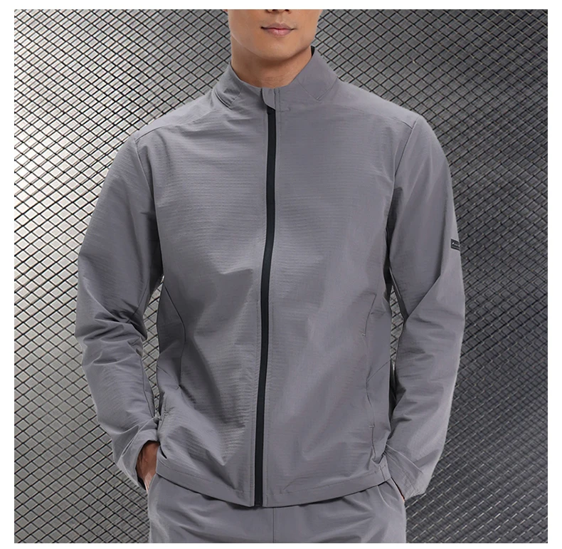 Men Outdoor Sports Casual Jacket Jacket Stand-Up Collar Zip Running Fitness Windproof Camping Hiking Riding Training Tops