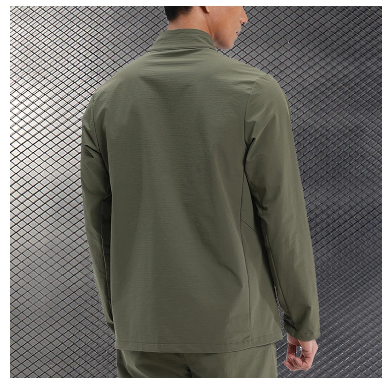 Men Outdoor Sports Casual Jacket Jacket Stand-Up Collar Zip Running Fitness Windproof Camping Hiking Riding Training Tops