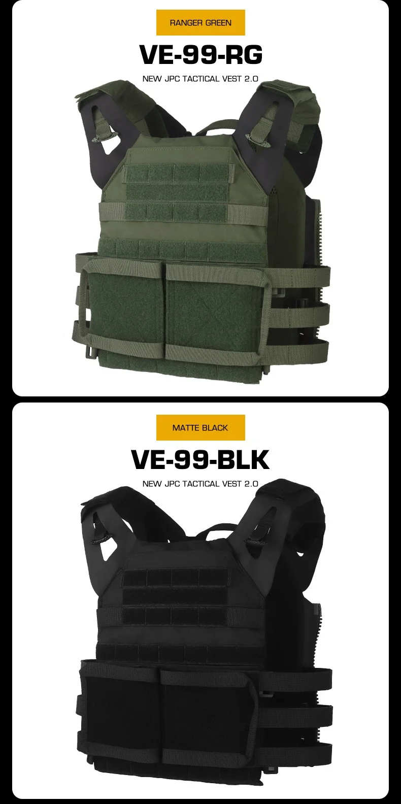Tactical JPC 2 Vest Breathable Jumper Plate Carrier JPC 2.0 Molle Ranger Green Hunting Vests Airsoft Chest Rig Accessories