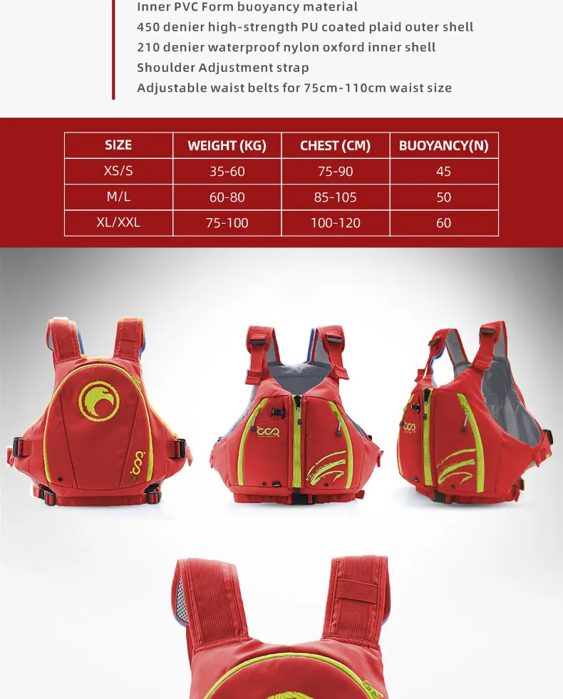 Daiseanuo Buoyancy Aid 50N, PFD Life Fishing Kayak Vest Jacket Adults with Big Pocket for Paddleboarding SUP CE Approved