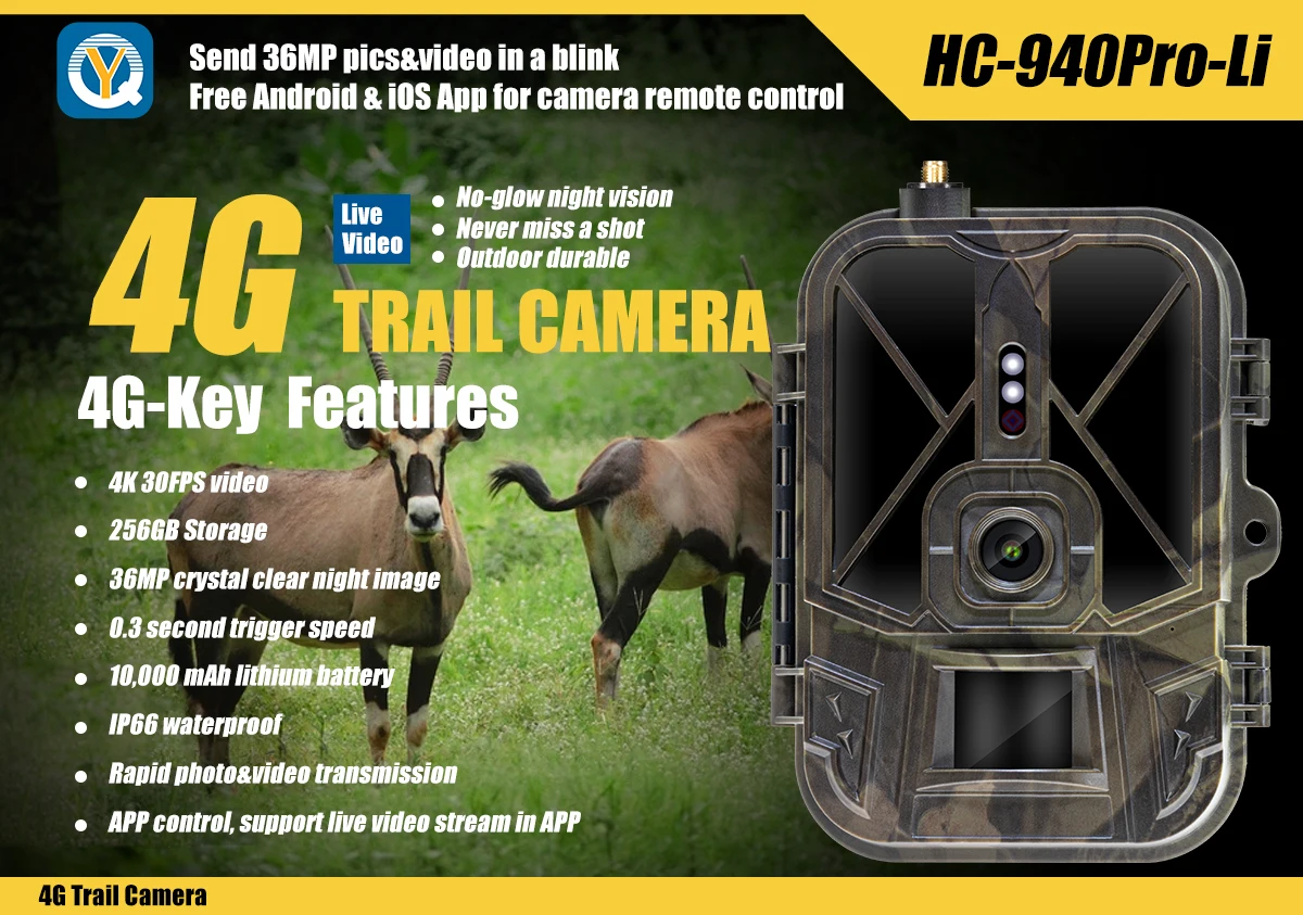 4K 120MP 4G Tracking Hunting Camera with Night Vision APP Control SMTP 8000mAh Lithium Battery for Wildlife Reconnaissance