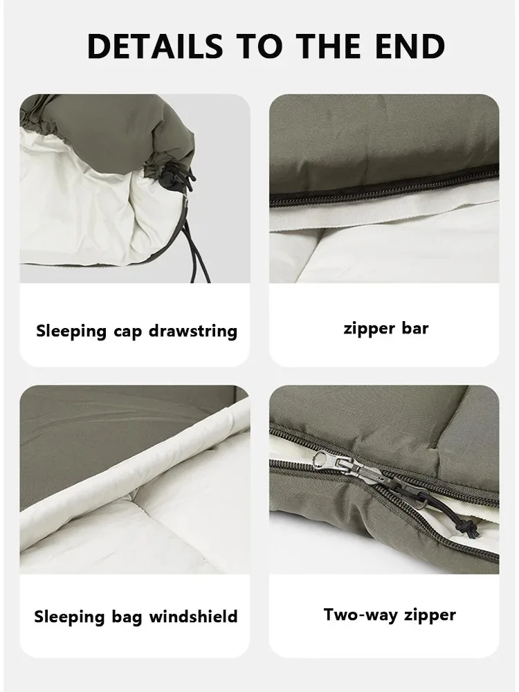 Naturehike Envelope Cotton Sleeping Bag Portable Outdoor Camping Adult Sleeping Bag Single Splicable Hooded Cotton Sleeping Bag