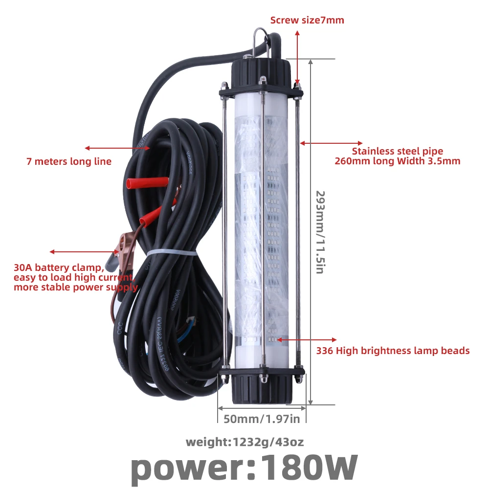 1 New Fishing Light with Ultra High Power, 120W, 180W, Multiple Colors to Effectively Attract Fish