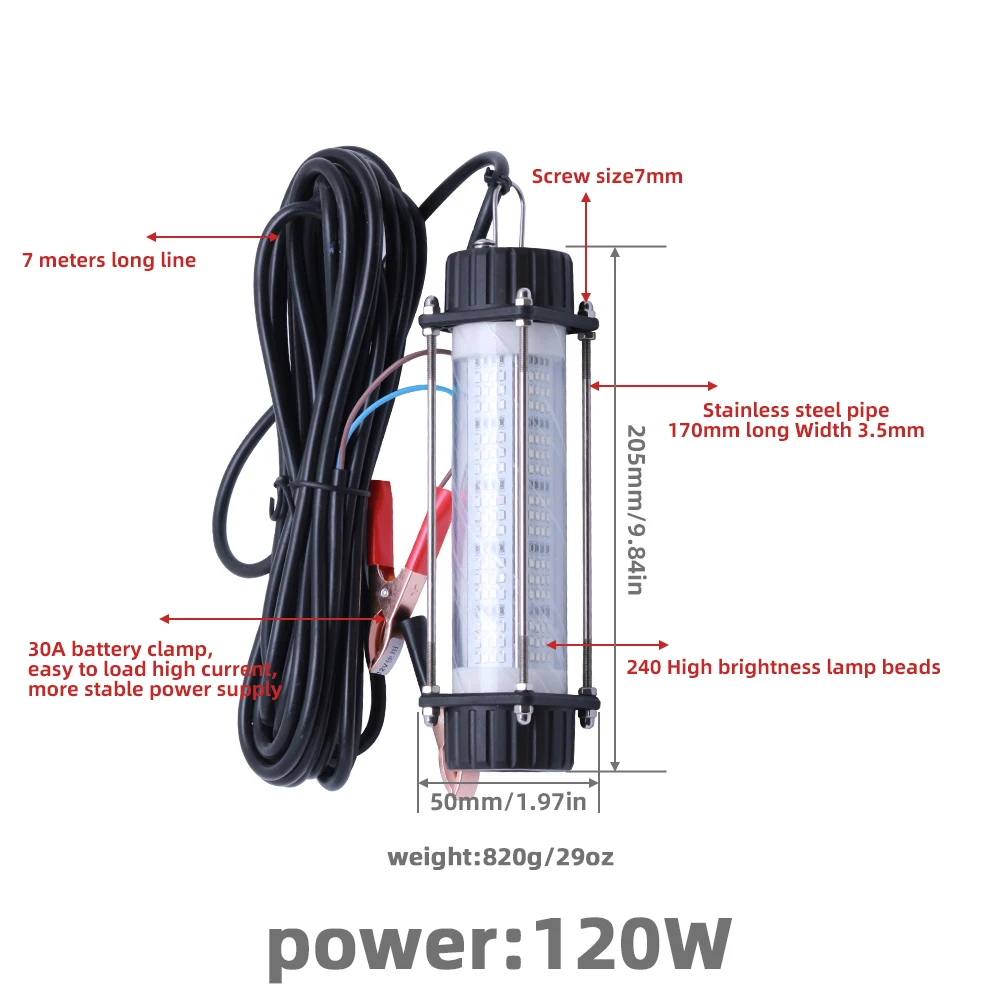 1 New Fishing Light with Ultra High Power, 120W, 180W, Multiple Colors to Effectively Attract Fish