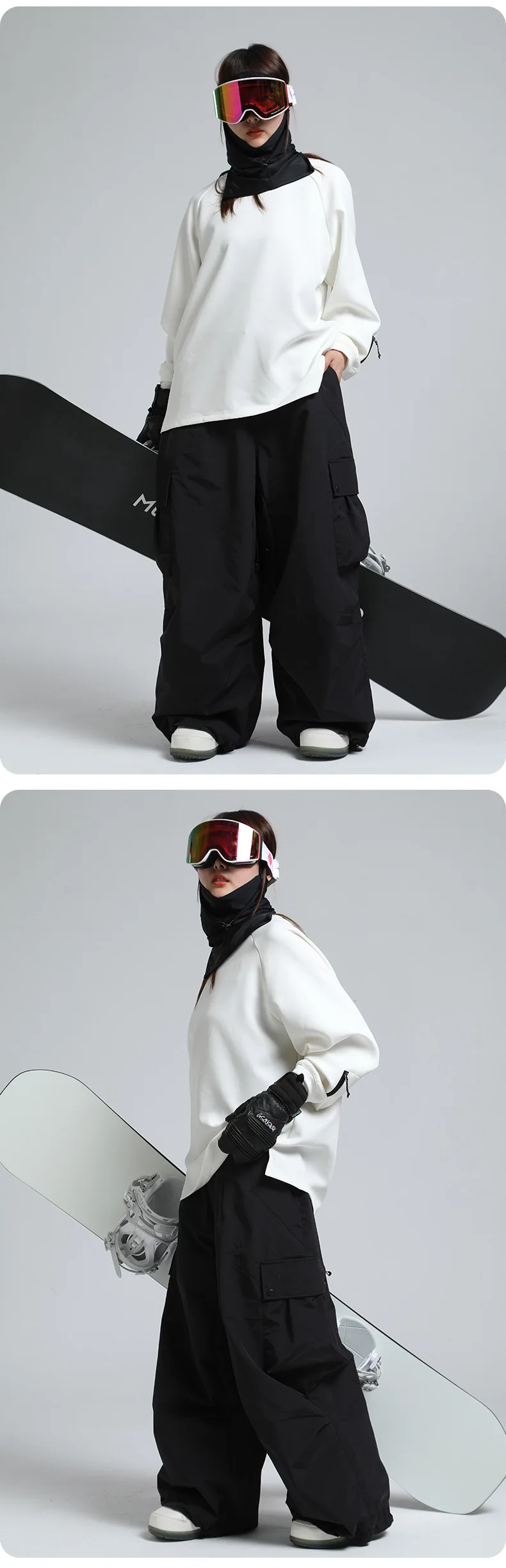 2025 GSOU SNOW New Winter Outdoor Loose Waist Ski Pants For Women Men Waterproof And Warm Professional Snowboard Ski Pants