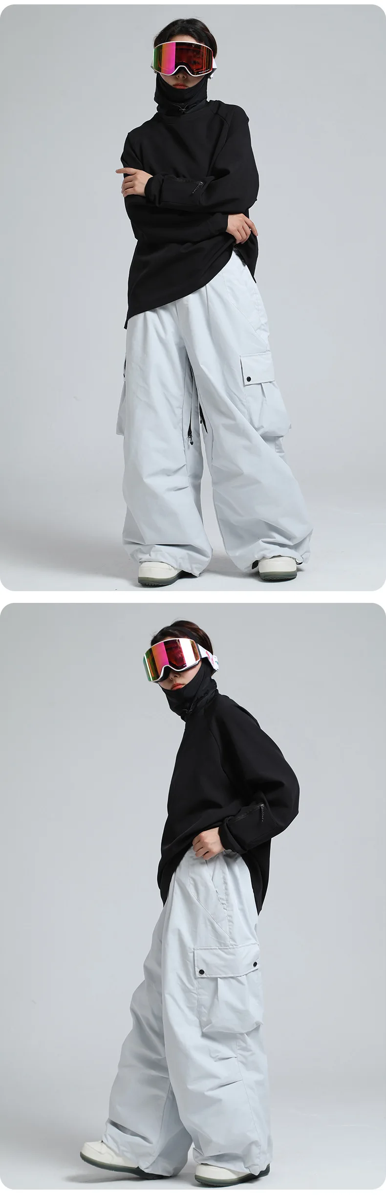 2025 GSOU SNOW New Winter Outdoor Loose Waist Ski Pants For Women Men Waterproof And Warm Professional Snowboard Ski Pants