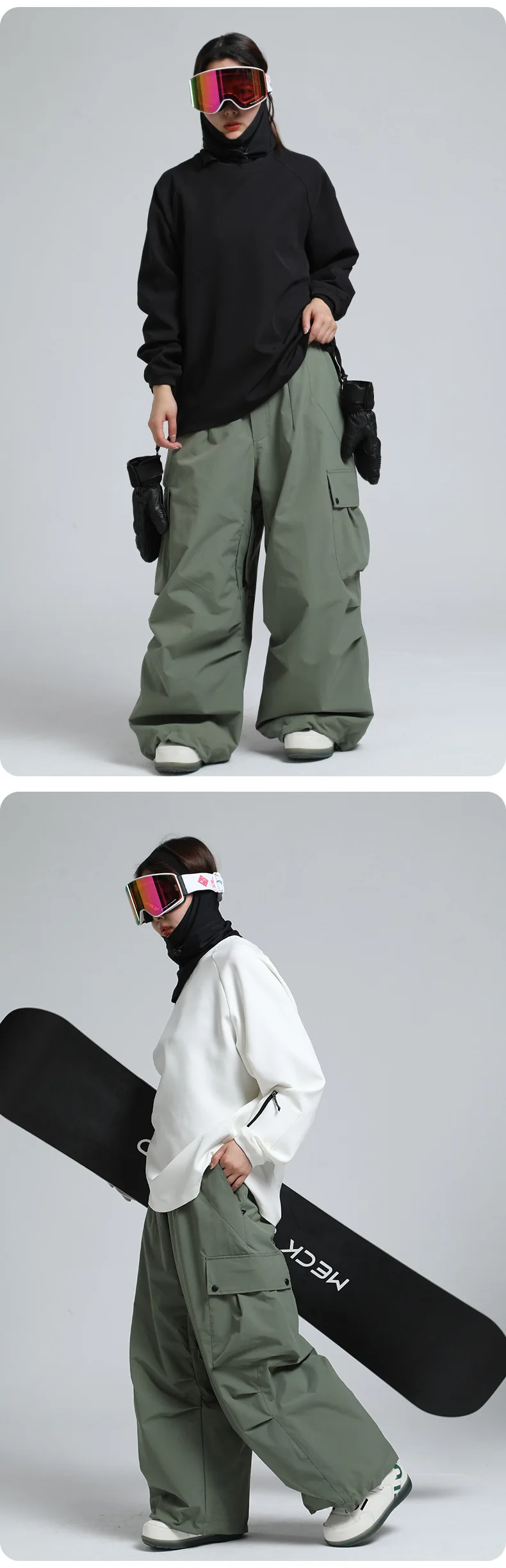 2025 GSOU SNOW New Winter Outdoor Loose Waist Ski Pants For Women Men Waterproof And Warm Professional Snowboard Ski Pants