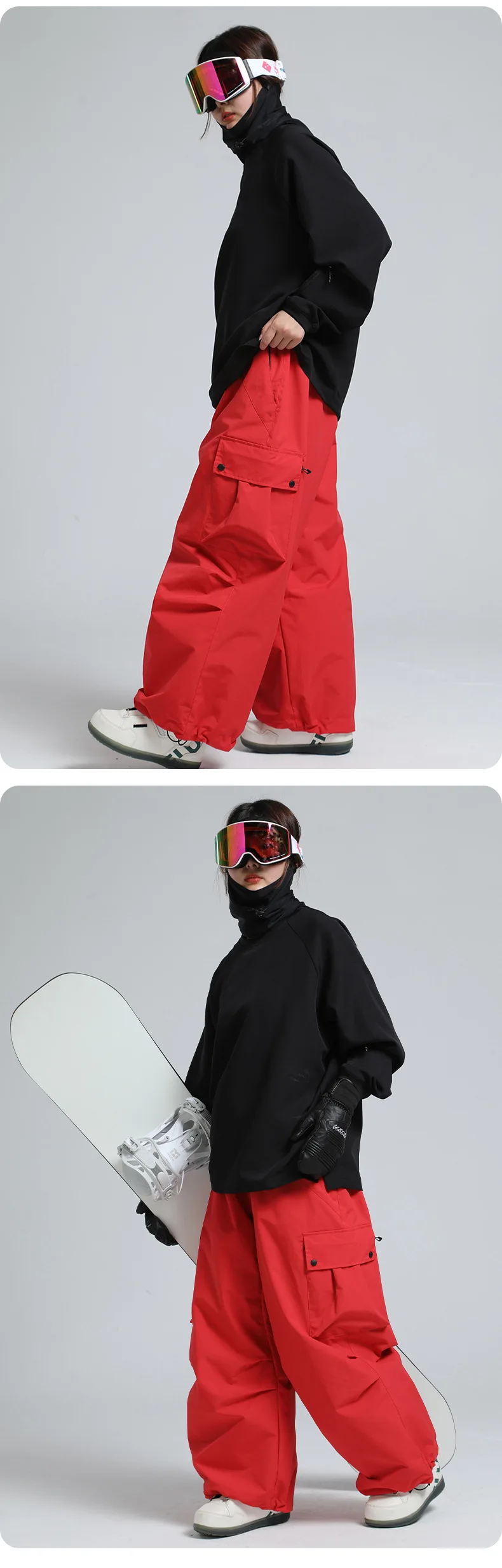 2025 GSOU SNOW New Winter Outdoor Loose Waist Ski Pants For Women Men Waterproof And Warm Professional Snowboard Ski Pants