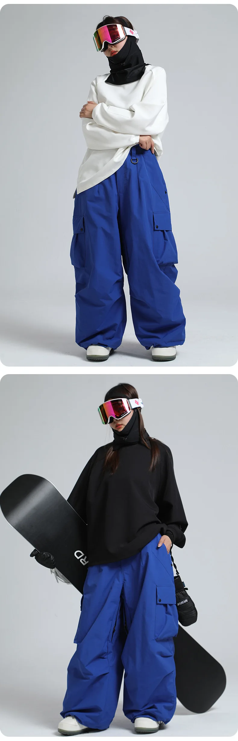 2025 GSOU SNOW New Winter Outdoor Loose Waist Ski Pants For Women Men Waterproof And Warm Professional Snowboard Ski Pants