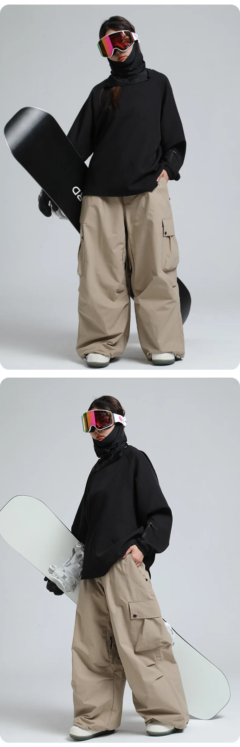 2025 GSOU SNOW New Winter Outdoor Loose Waist Ski Pants For Women Men Waterproof And Warm Professional Snowboard Ski Pants