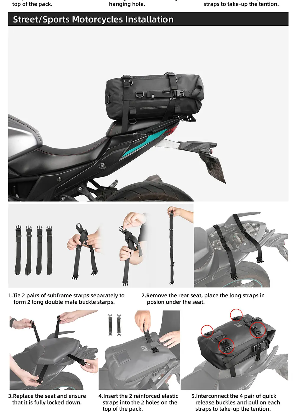 Rhinowalk Motorcycle Tail Bag 8L/15L/30L 100% Waterproof Motor Side Seat Tank Bag Saddle Pannier Bag Motorbike Backpack Suitcase