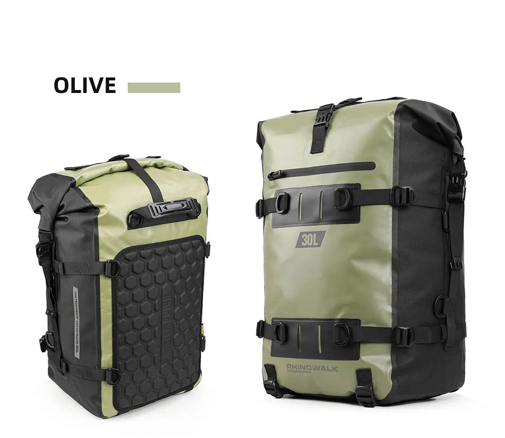 Rhinowalk Motorcycle Tail Bag 8L/15L/30L 100% Waterproof Motor Side Seat Tank Bag Saddle Pannier Bag Motorbike Backpack Suitcase