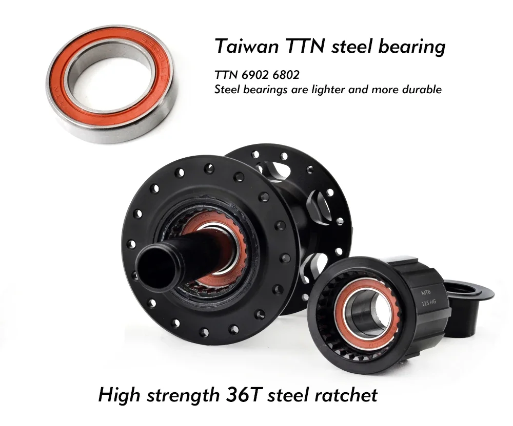 GOLDIX GDX370 28H Bicycle Hub Sealed Bearing 6-bolt Disc Brake J-Bend 28 Holes Ratchet 36T BOOST MTB Hub for Shimano HG MS SRAM
