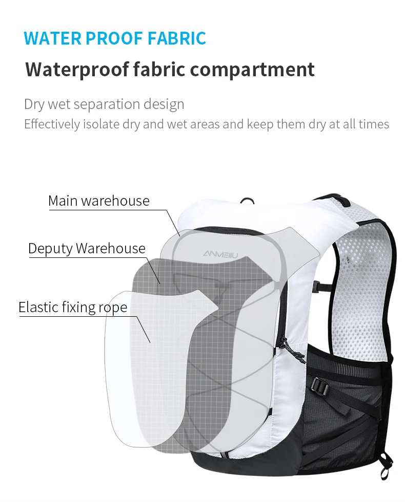 Anmeilu Running Backpack Outdoor Off Road Running Mountaineering White Water Bag Cycling Large Capacity Hiking Backpack
