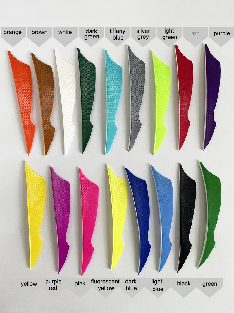 100 Pcs IBOUNFOX 4 Inch Natural Turkey Arrow Feathers Sting Shape Archery Fletches Feather Arrow Feltching Right Wing