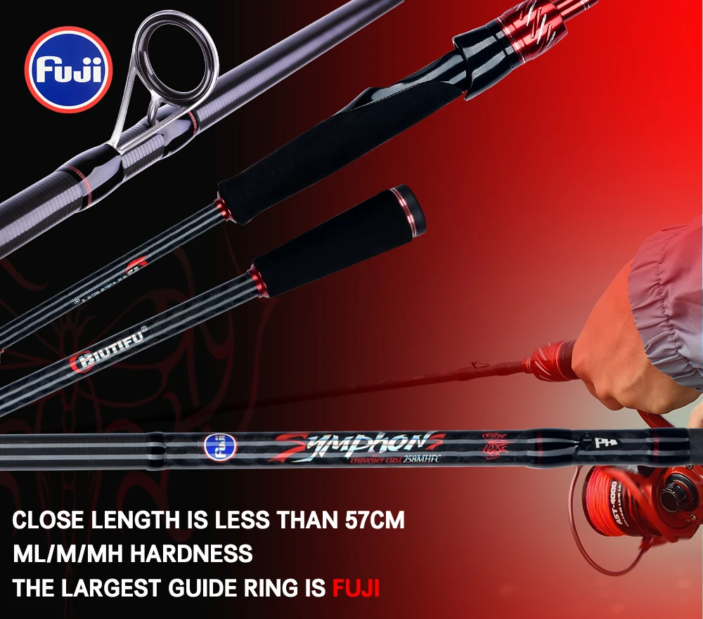 BIUTIFU Traveller Spinning Casting Fuji Lure Mini Rock Fishing Rod 1.8/2.1/2.4/2.7/3.0m Carbon Baitcasting Ultralight Fast 5-42g