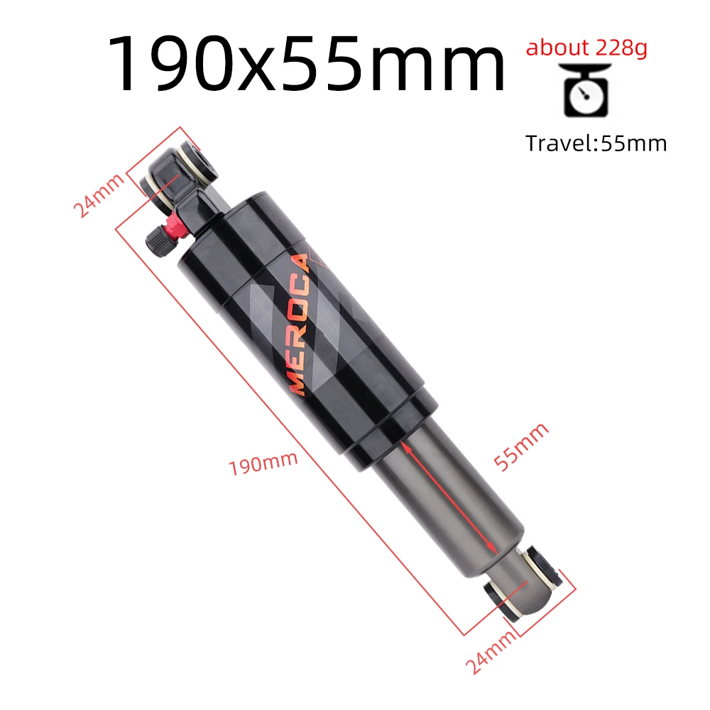 MEROCA Mountain Bike Air Shock Absorber 125mm/150mm/165mm/190mm/200mm Scooter Alloy MTB Folding Bicycle Rear Shock Cycling Parts