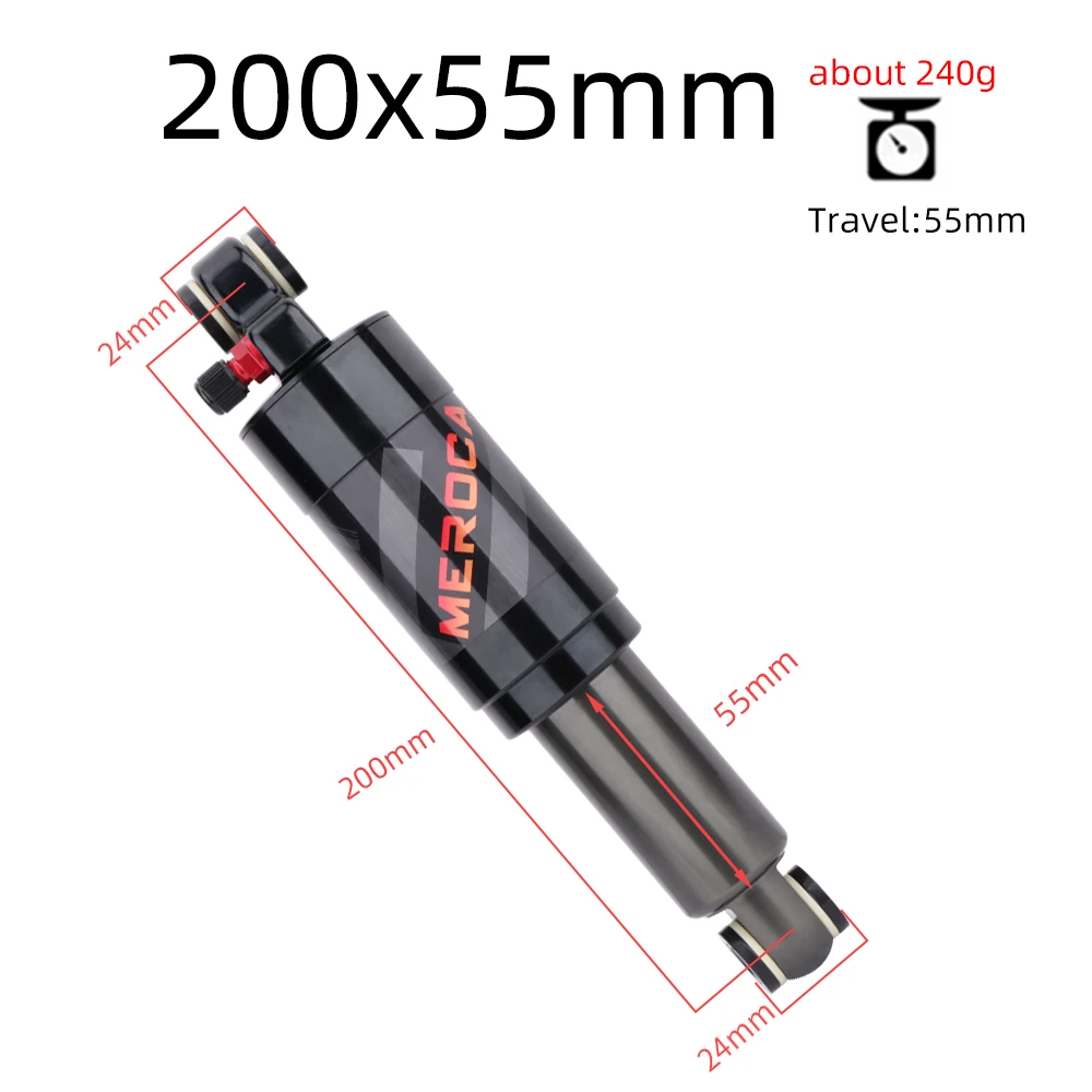 MEROCA Mountain Bike Air Shock Absorber 125mm/150mm/165mm/190mm/200mm Scooter Alloy MTB Folding Bicycle Rear Shock Cycling Parts