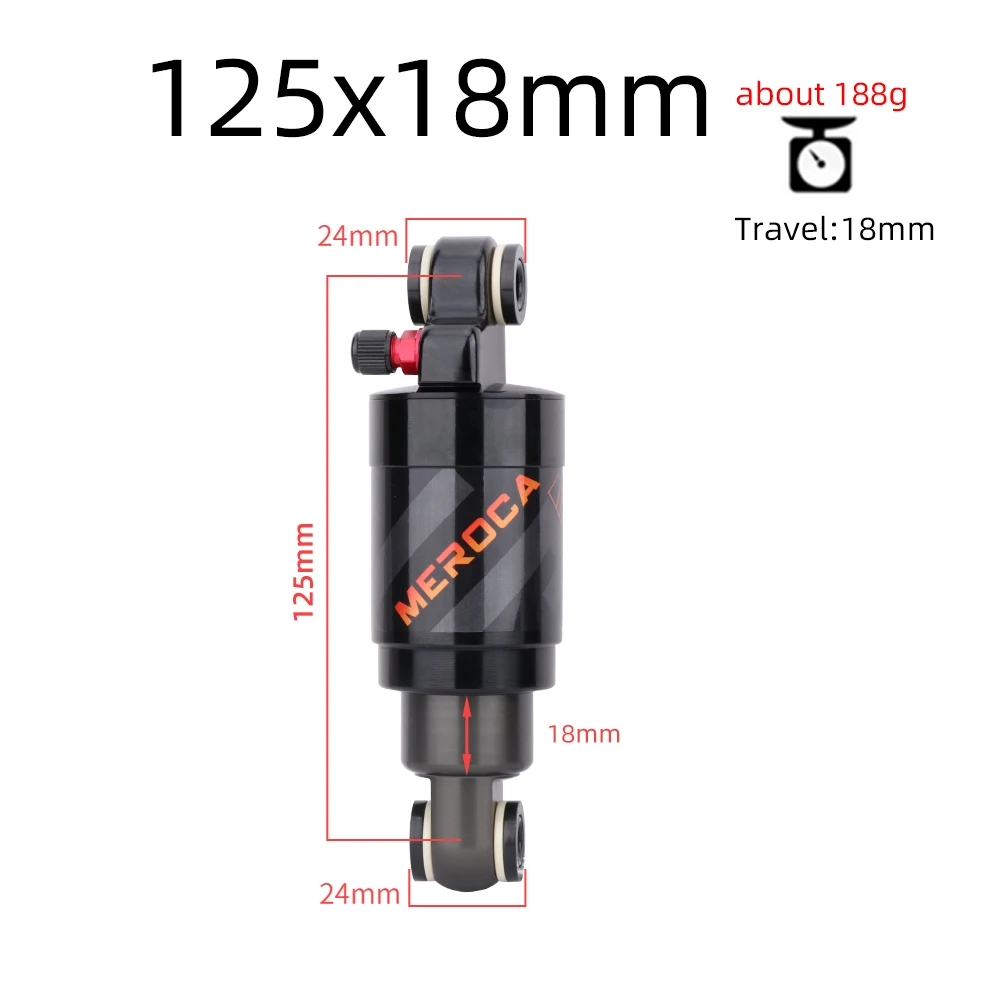 MEROCA Mountain Bike Air Shock Absorber 125mm/150mm/165mm/190mm/200mm Scooter Alloy MTB Folding Bicycle Rear Shock Cycling Parts