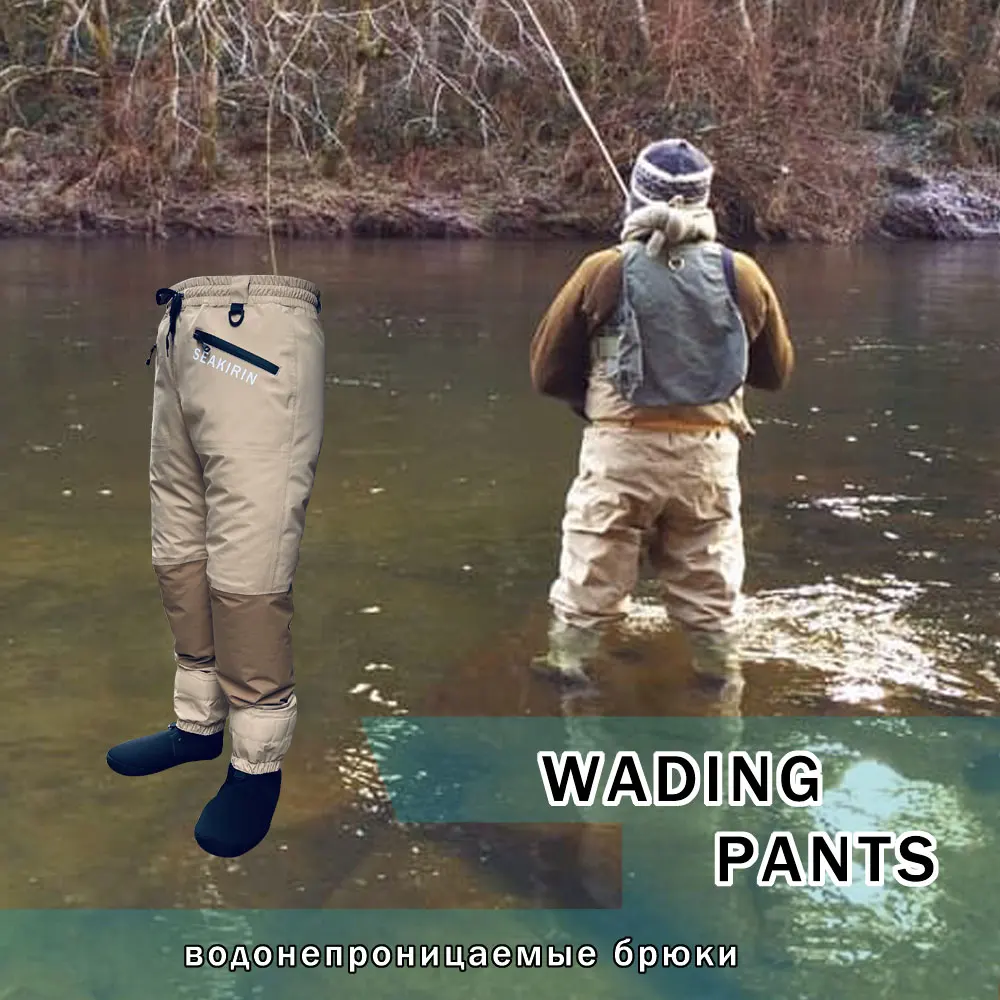 Unisex Wading Pants Waist High Wader,Breathable Stockingfoot Wade in Streams Waterproof Hip Trousers for Fishing Hunting Boating