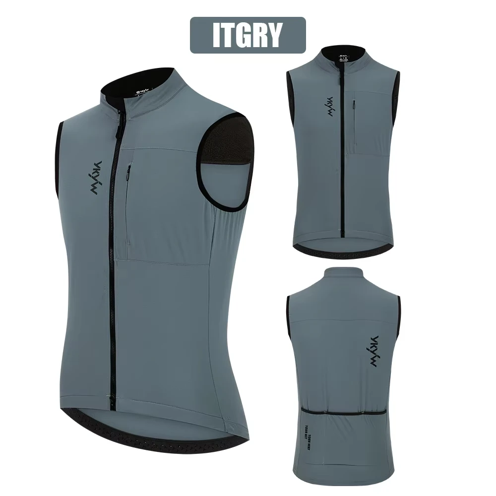 YKYW Waterproof Thermal Vest Men Women Winter Sleeveless Waistcoat Black Gray Olive Cycling Vest Bike Clothing Bicycle Mtb Coat