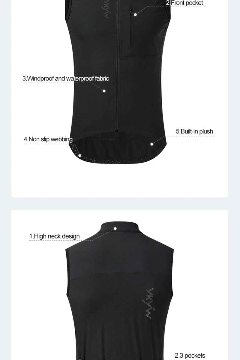 YKYW Waterproof Thermal Vest Men Women Winter Sleeveless Waistcoat Black Gray Olive Cycling Vest Bike Clothing Bicycle Mtb Coat