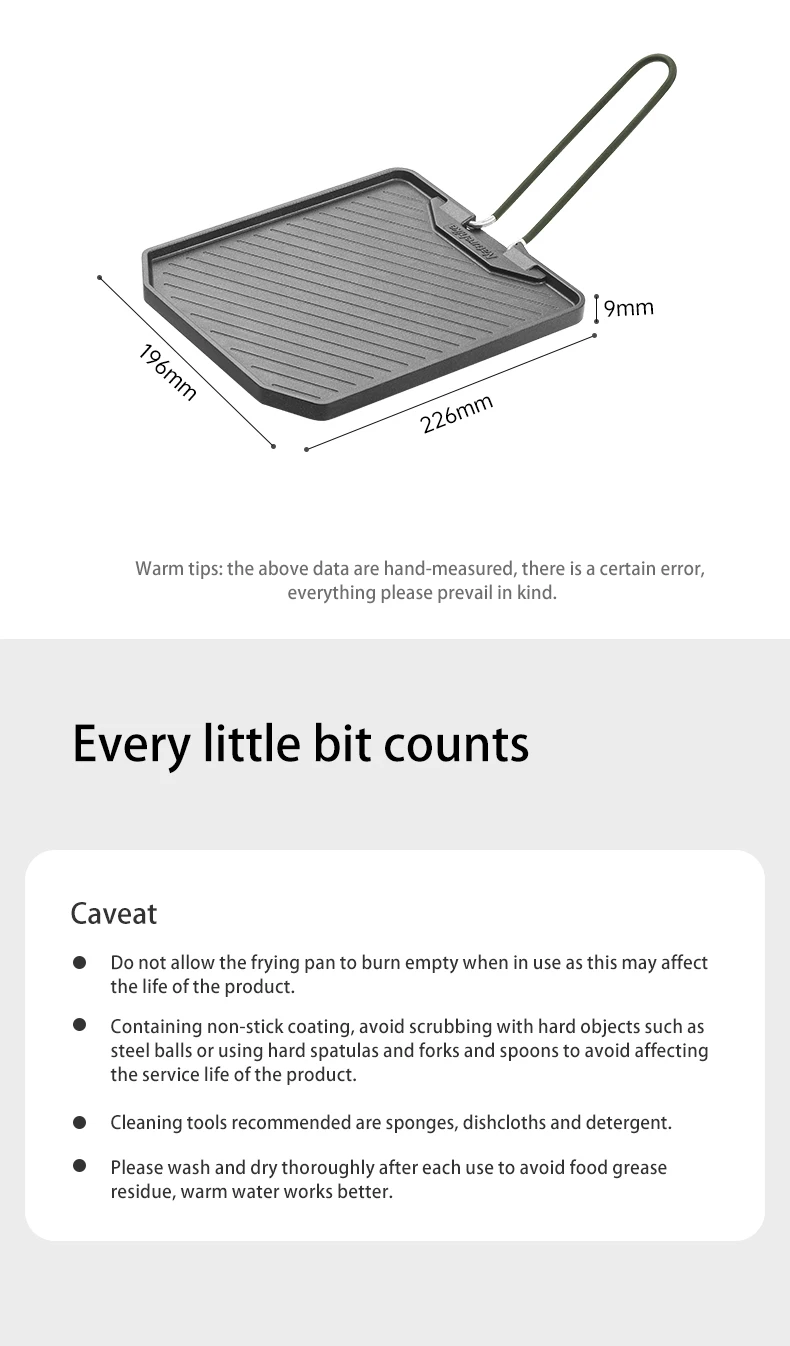 Naturehike Camping Cooking Pan Non Stick Folding Picnic Frying Pan Portable Easy Clean Grill Hiking Bbq Dinner Frying Plate