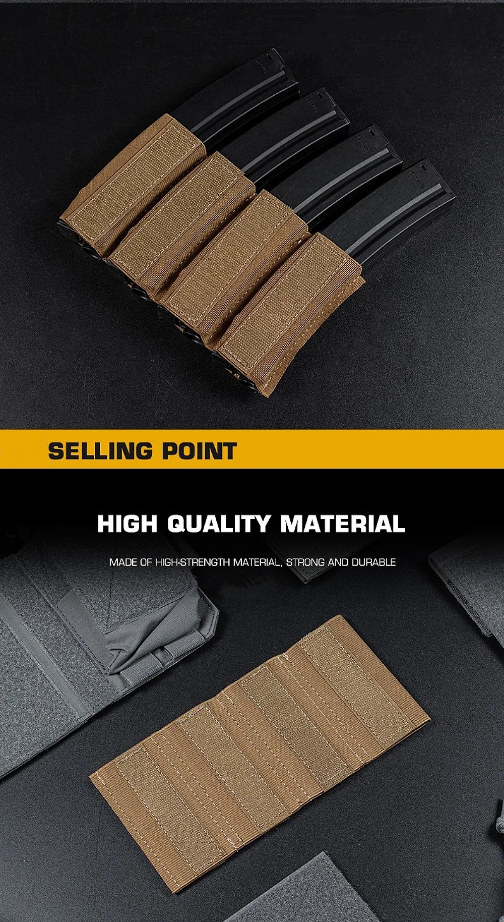 Hunting MP5 MP7 Magazine Holder with Hook Fasteners for MK3 and MK4 Chest Rig MK4 Chest Rig MP5 Magazine Insert