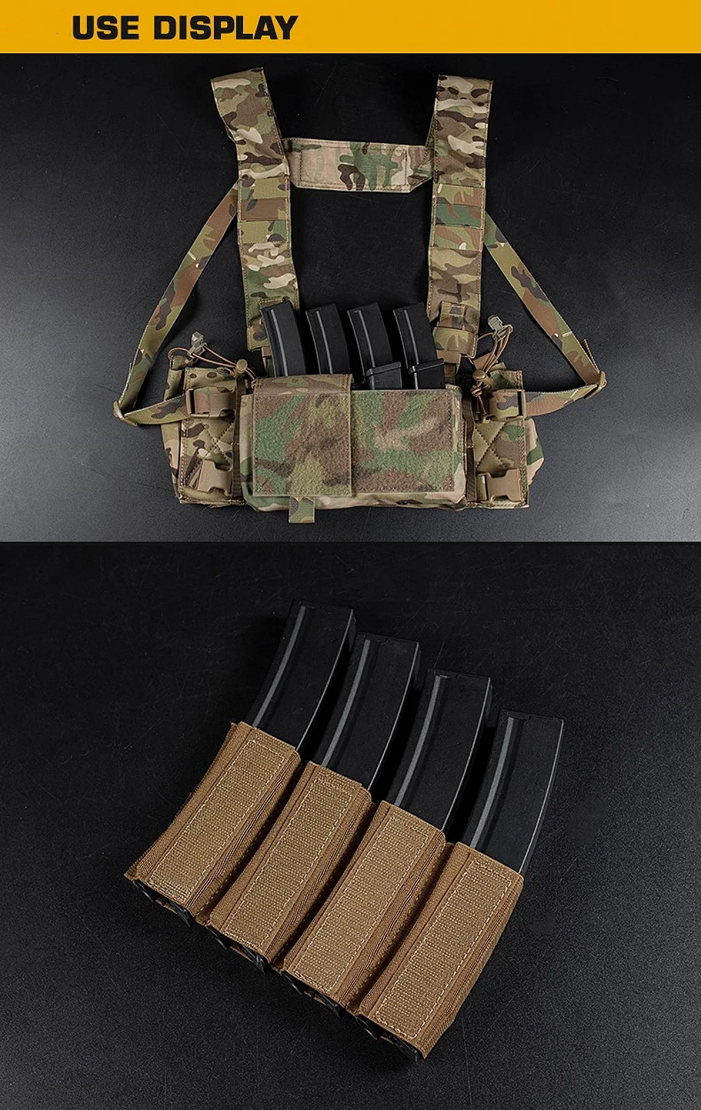Hunting MP5 MP7 Magazine Holder with Hook Fasteners for MK3 and MK4 Chest Rig MK4 Chest Rig MP5 Magazine Insert
