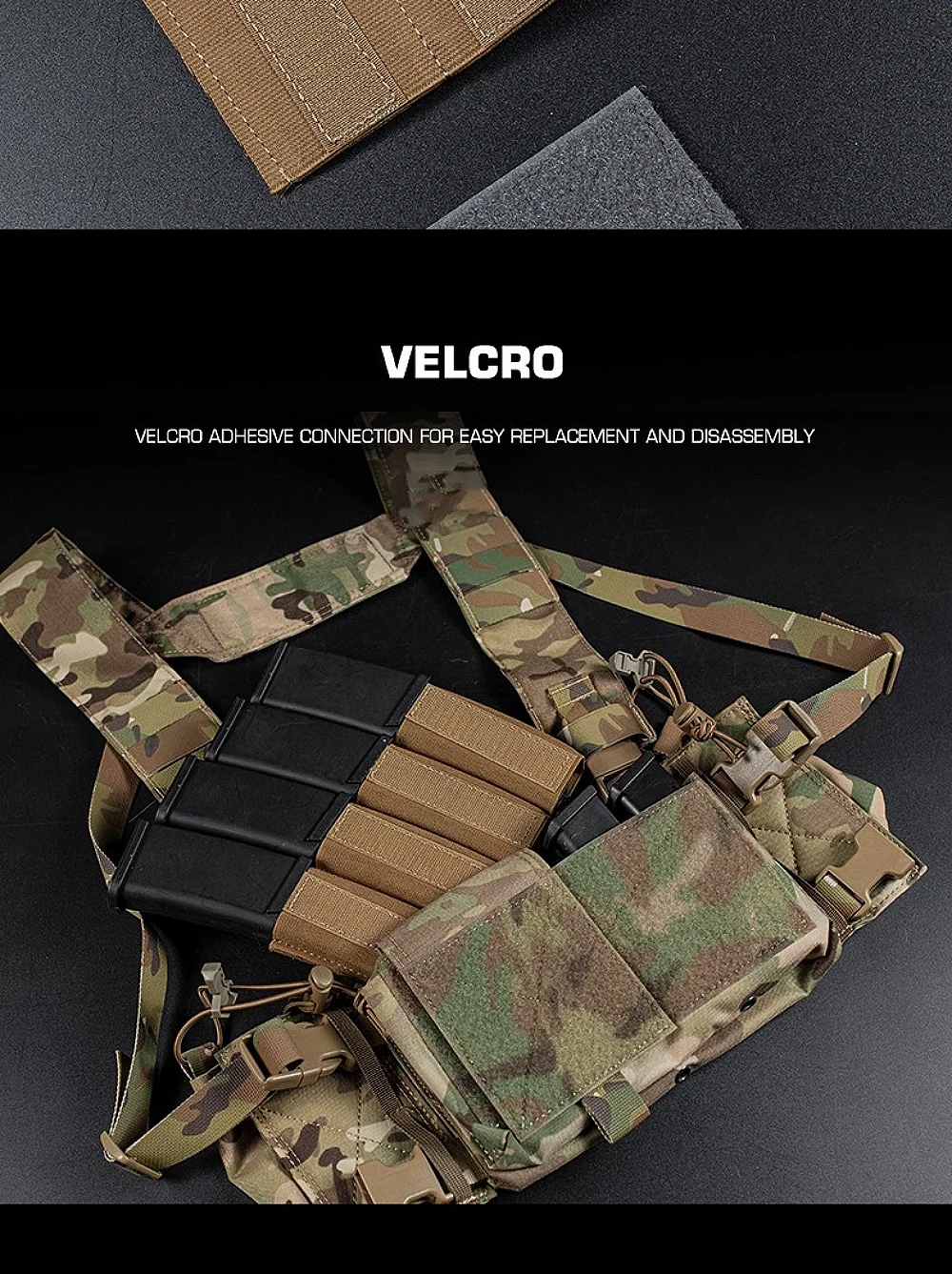 Hunting MP5 MP7 Magazine Holder with Hook Fasteners for MK3 and MK4 Chest Rig MK4 Chest Rig MP5 Magazine Insert