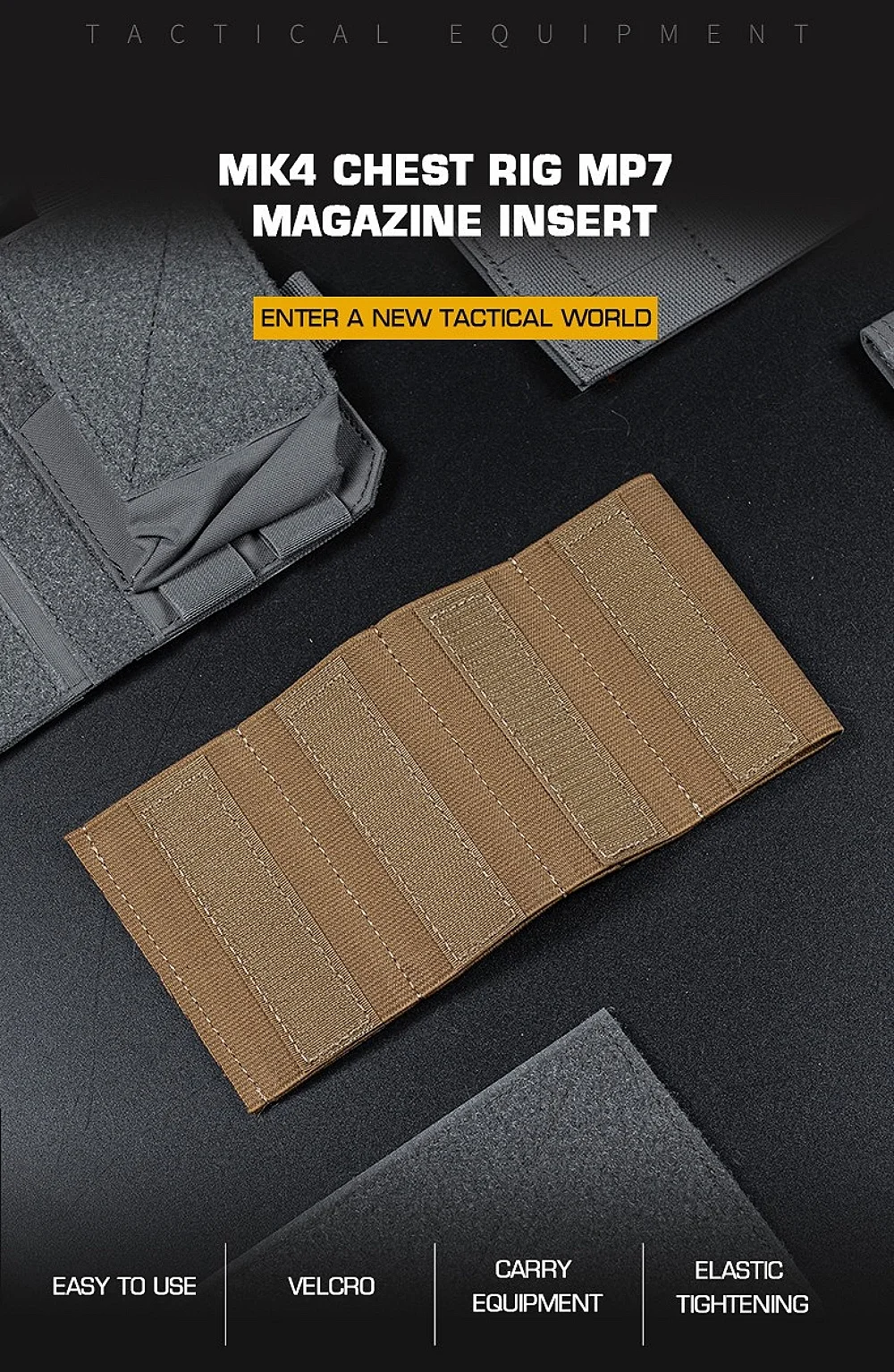 Hunting MP5 MP7 Magazine Holder with Hook Fasteners for MK3 and MK4 Chest Rig MK4 Chest Rig MP5 Magazine Insert