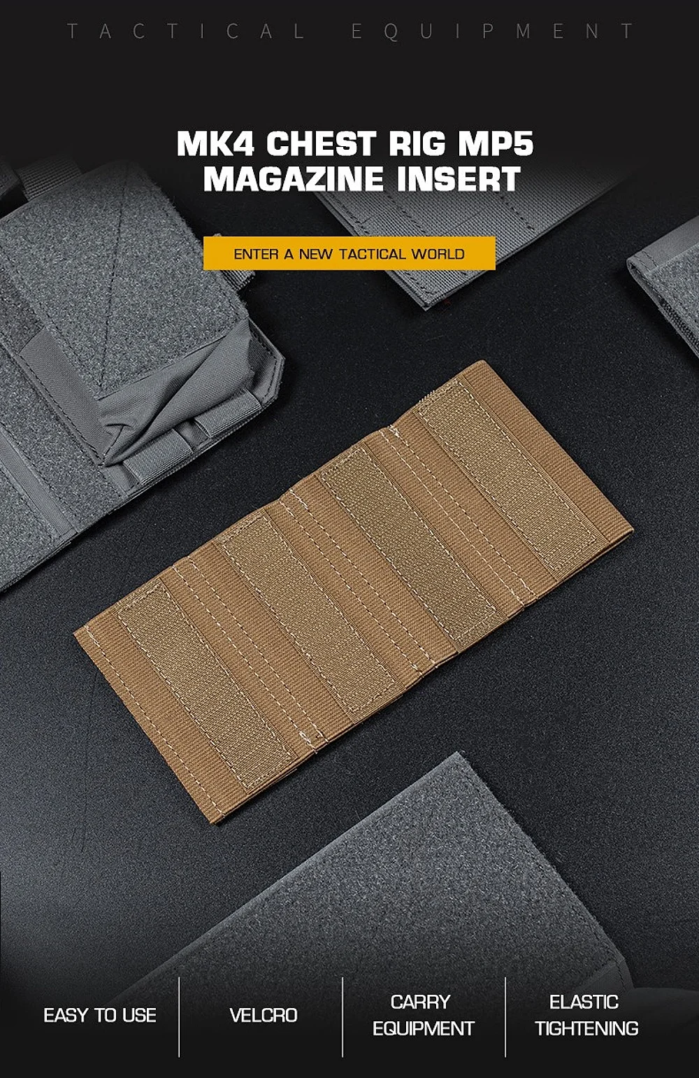 Hunting MP5 MP7 Magazine Holder with Hook Fasteners for MK3 and MK4 Chest Rig MK4 Chest Rig MP5 Magazine Insert