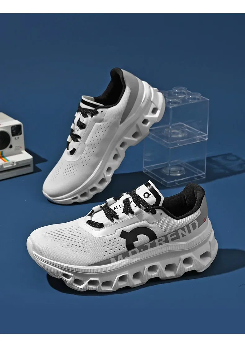Full Palm Carbon Plate Running Youth Shock-absorbing Outdoor Mountaineering Sneakers Thick Soles Increase Mesh Racing Shoes For